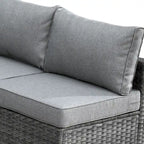 8-Piece Grey Wicker Outdoor Sectional Sofa with Fire Pit Table