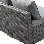 8-Piece Grey Wicker Outdoor Sectional Sofa with Fire Pit Table