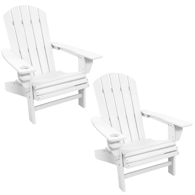 Sunnydaze All-Weather Adirondack Chair with Drink Holder - Set of 2