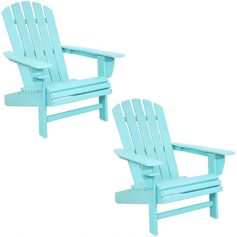 Sunnydaze All-Weather Adirondack Chair with Drink Holder - Set of 2