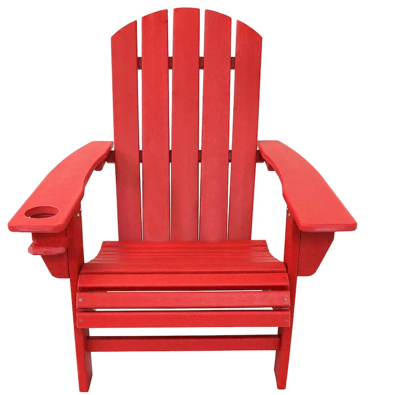 Sunnydaze All-Weather Adirondack Chair with Drink Holder - Set of 2