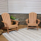 Sunnydaze All-Weather Adirondack Chair with Drink Holder - Set of 2