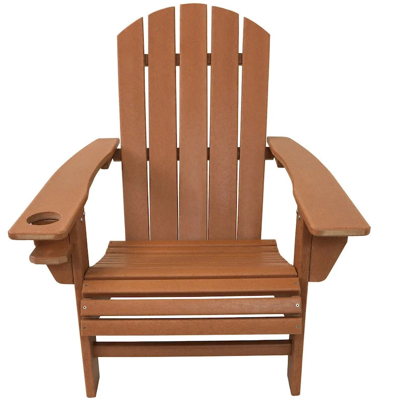 Sunnydaze All-Weather Adirondack Chair with Drink Holder - Set of 2