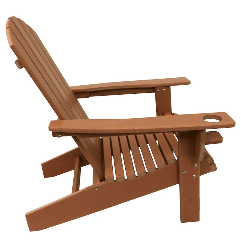 Sunnydaze All-Weather Adirondack Chair with Drink Holder - Set of 2