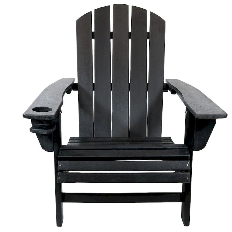 Sunnydaze All-Weather Adirondack Chair with Drink Holder - Set of 2