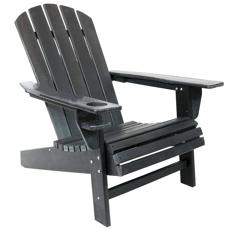 Sunnydaze All-Weather Adirondack Chair with Drink Holder - Set of 2