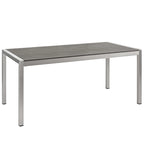 Gray Aluminum Outdoor Dining Set - 9 Piece with Wood Accents