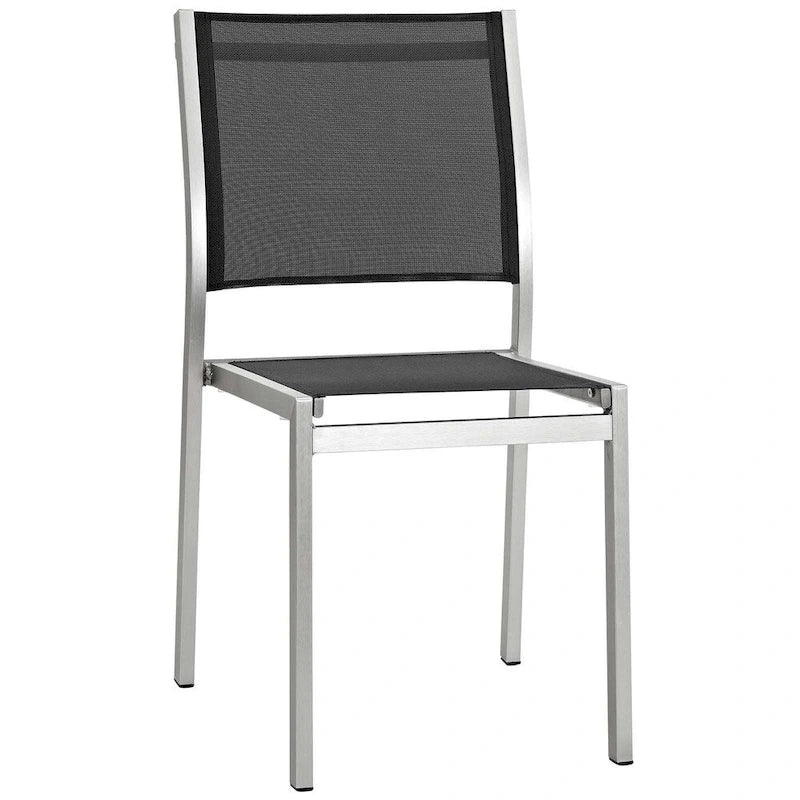 Gray Aluminum Outdoor Dining Set - 9 Piece with Wood Accents