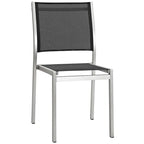 Gray Aluminum Outdoor Dining Set - 9 Piece with Wood Accents
