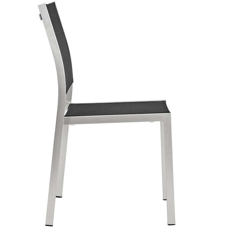 Gray Aluminum Outdoor Dining Set - 9 Piece with Wood Accents