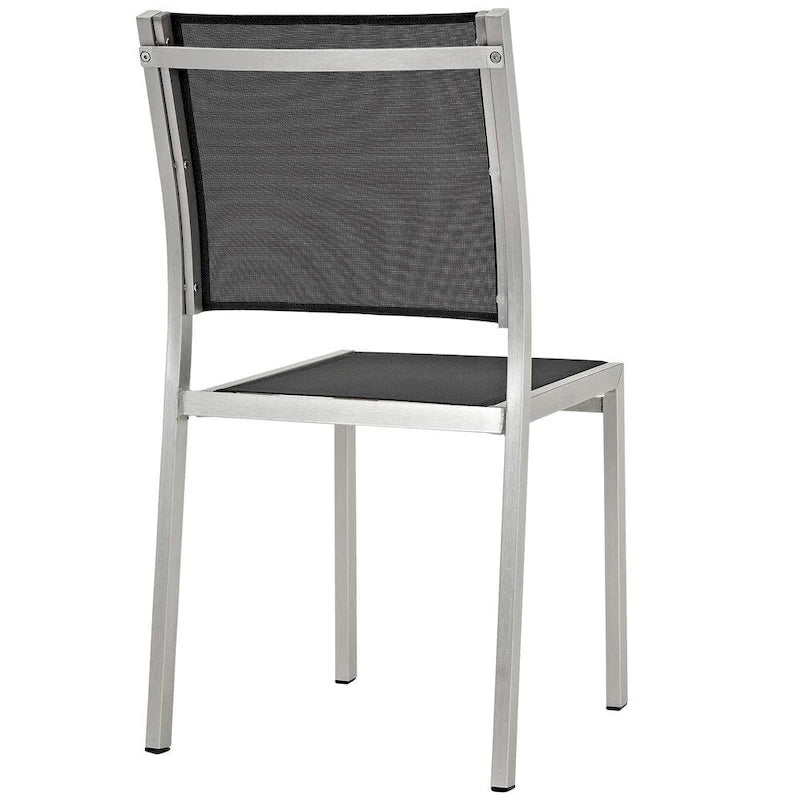 Gray Aluminum Outdoor Dining Set - 9 Piece with Wood Accents
