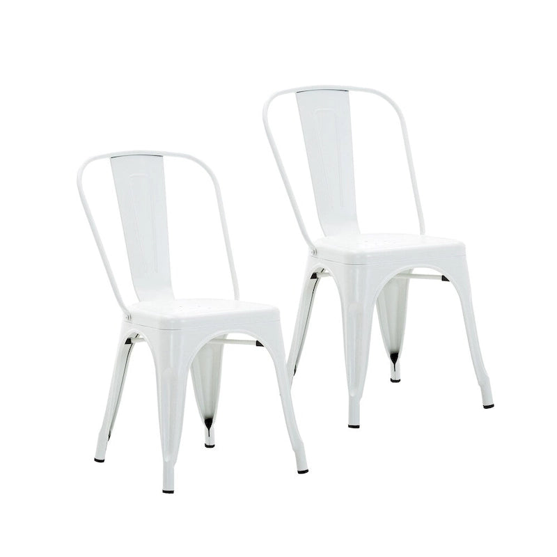 Metal Dining Chairs Set of 2, Stackable Indoor Outdoor