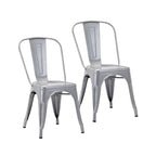 Metal Dining Chairs Set of 2, Stackable Indoor Outdoor