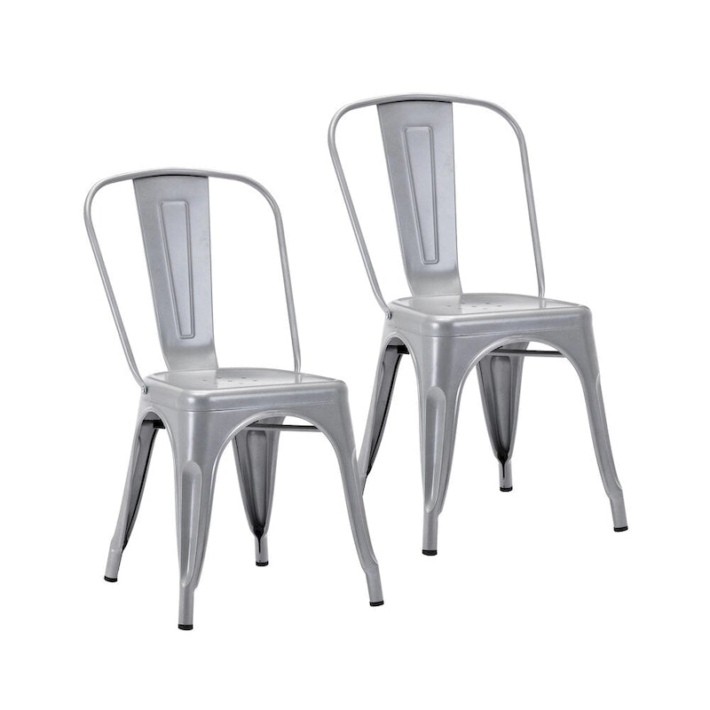 Metal Dining Chairs Set of 2, Stackable Indoor Outdoor