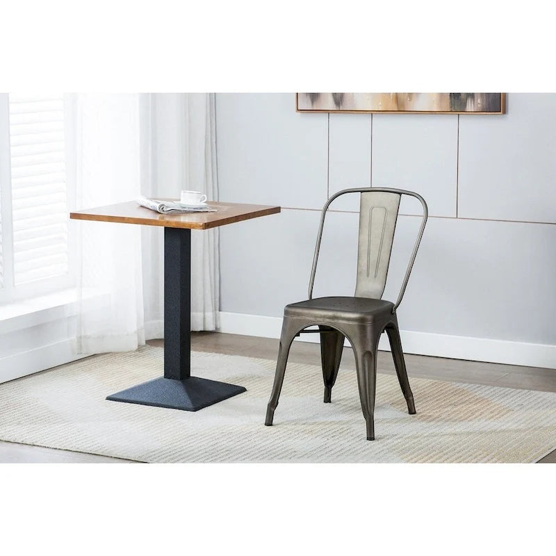 Metal Dining Chairs Set of 2, Stackable Indoor Outdoor