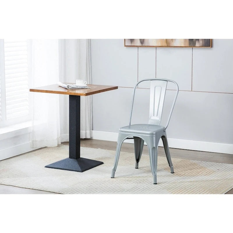 Metal Dining Chairs Set of 2, Stackable Indoor Outdoor