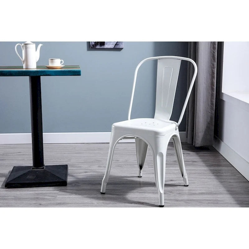 Metal Dining Chairs Set of 2, Stackable Indoor Outdoor