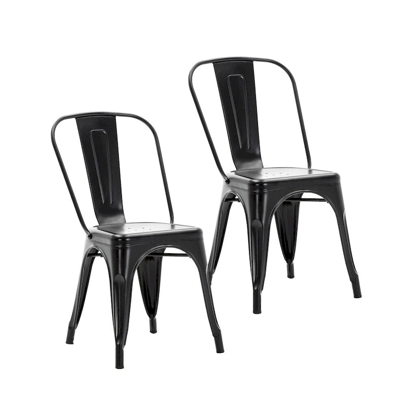 Metal Dining Chairs Set of 2, Stackable Indoor Outdoor