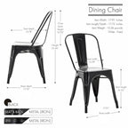 Metal Dining Chairs Set of 2, Stackable Indoor Outdoor