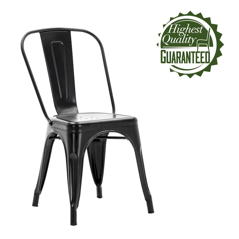 Metal Dining Chairs Set of 2, Stackable Indoor Outdoor