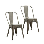 Metal Dining Chairs Set of 2, Stackable Indoor Outdoor