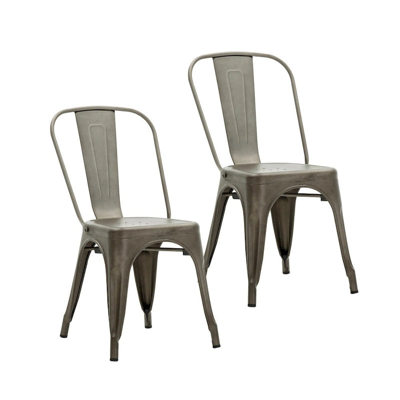 Metal Dining Chairs Set of 2, Stackable Indoor Outdoor