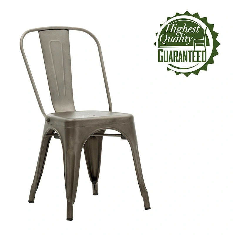 Metal Dining Chairs Set of 2, Stackable Indoor Outdoor