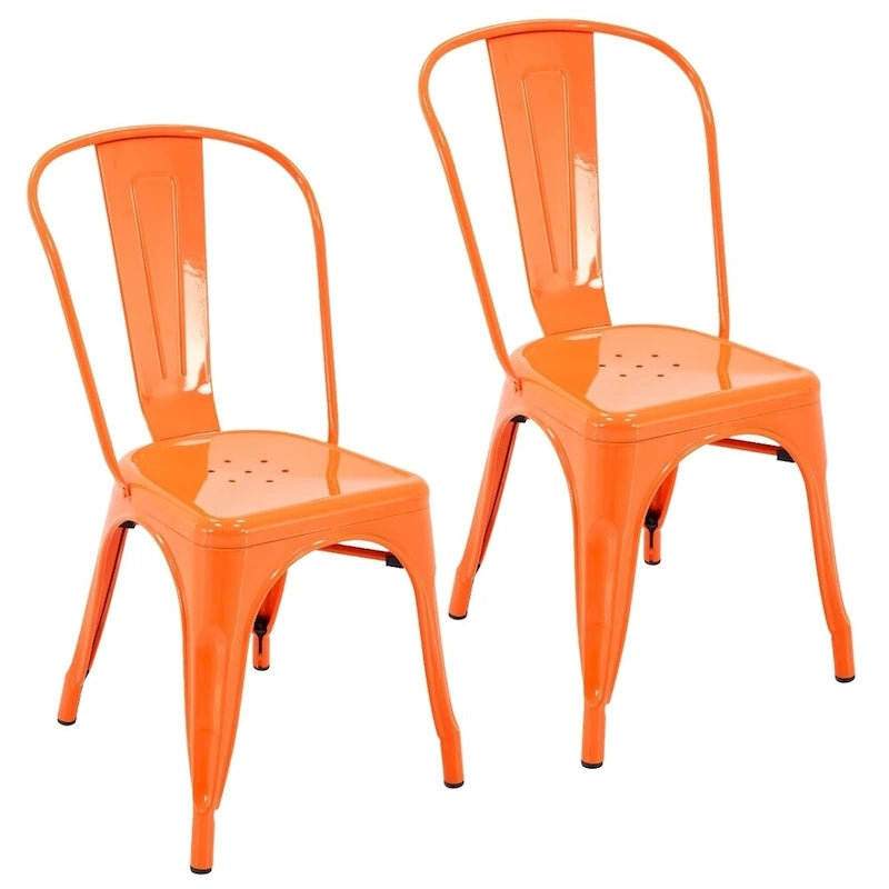Metal Dining Chairs Set of 2, Stackable Indoor Outdoor