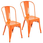 Metal Dining Chairs Set of 2, Stackable Indoor Outdoor