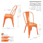 Metal Dining Chairs Set of 2, Stackable Indoor Outdoor