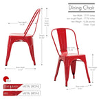 Metal Dining Chairs Set of 2, Stackable Indoor Outdoor