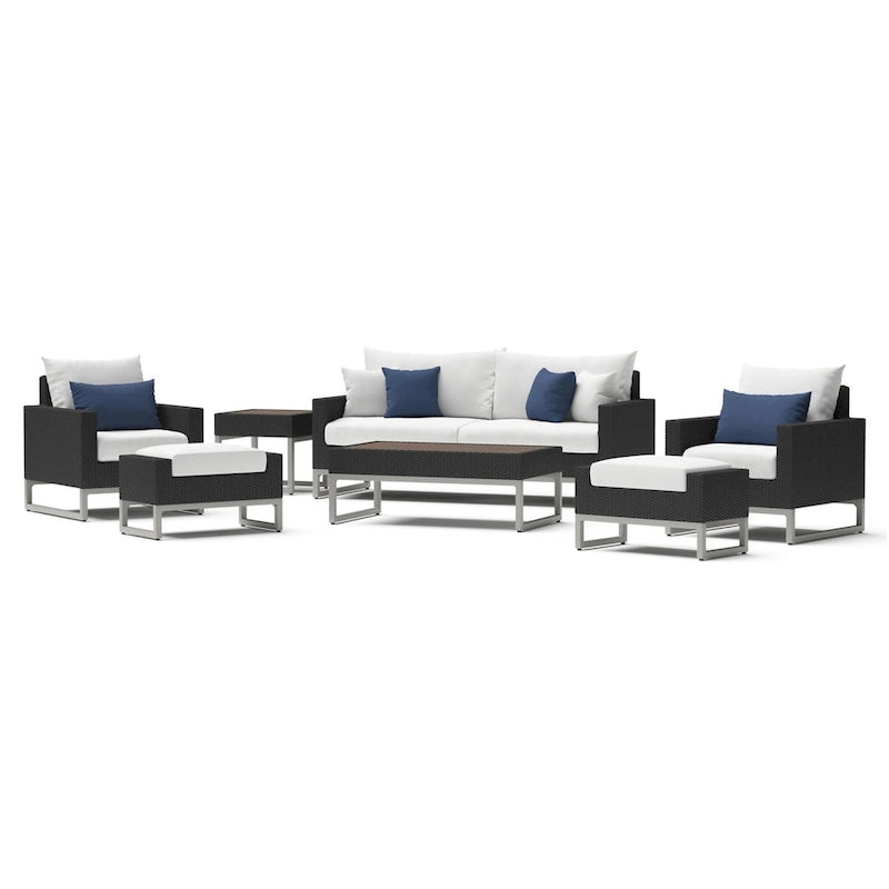 Espresso 7-Piece Outdoor Wicker Sofa Set with Waterproof Cushions