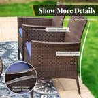 7-Piece Outdoor Patio Dining Set,1 Acacia Wood Table & 6 Cushioned Rattan Chairs