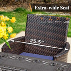 7-Piece Outdoor Patio Dining Set,1 Acacia Wood Table & 6 Cushioned Rattan Chairs