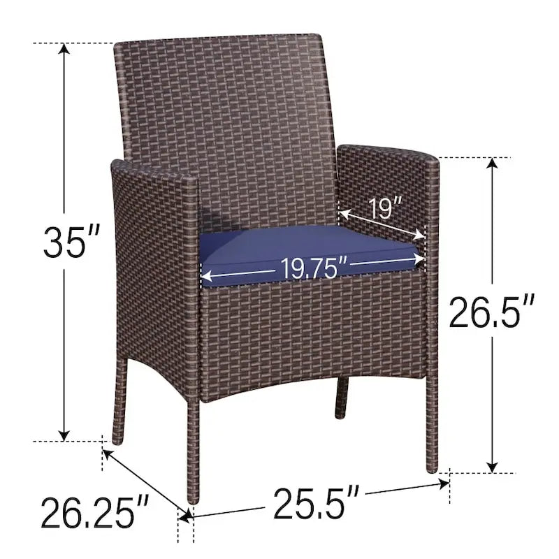 7-Piece Outdoor Patio Dining Set,1 Acacia Wood Table & 6 Cushioned Rattan Chairs