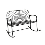 XBrand 44.5 L Iron Sun-Patterned Seat for Two Indoor/Outdoor Rocking Bench
