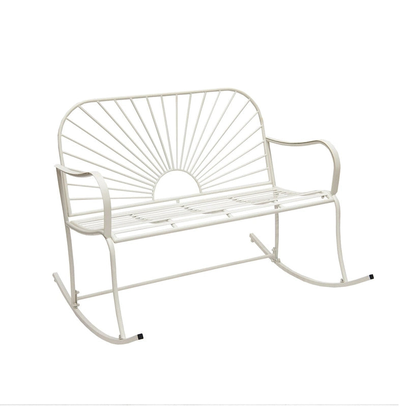 XBrand 44.5 L Iron Sun-Patterned Seat for Two Indoor/Outdoor Rocking Bench