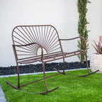 XBrand 44.5 L Iron Sun-Patterned Seat for Two Indoor/Outdoor Rocking Bench