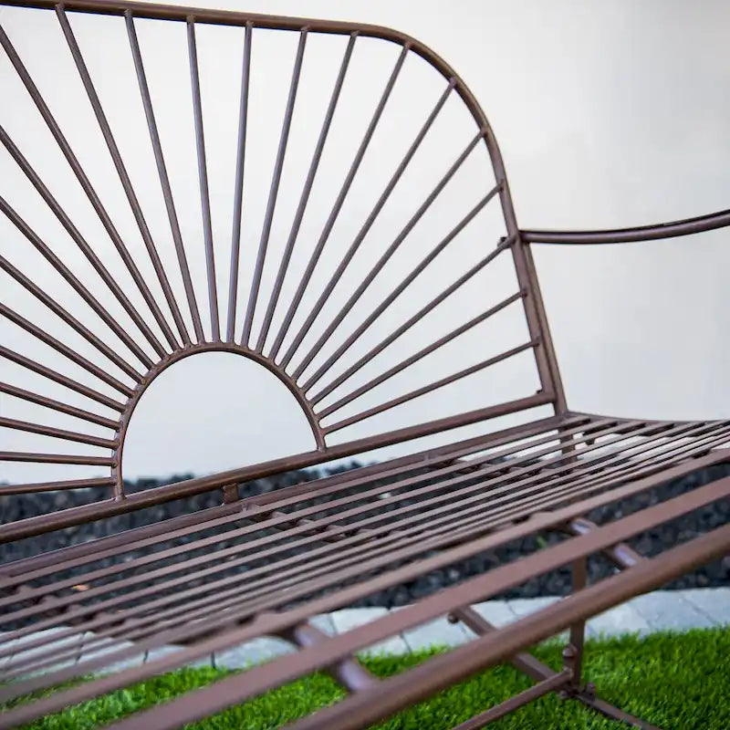 XBrand 44.5 L Iron Sun-Patterned Seat for Two Indoor/Outdoor Rocking Bench