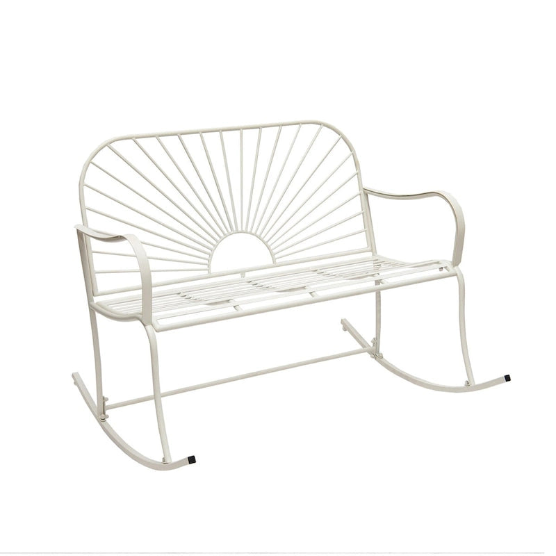 XBrand 44.5 L Iron Sun-Patterned Seat for Two Indoor/Outdoor Rocking Bench