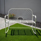 XBrand 44.5 L Iron Sun-Patterned Seat for Two Indoor/Outdoor Rocking Bench