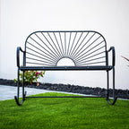 XBrand 44.5 L Iron Sun-Patterned Seat for Two Indoor/Outdoor Rocking Bench