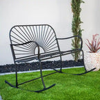 XBrand 44.5 L Iron Sun-Patterned Seat for Two Indoor/Outdoor Rocking Bench