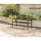 Steel Outdoor Patio Garden Park Seating Bench with Cast Iron  Patriotic American Flag and Eagle  Backrest, Front Porch Bench