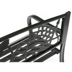 Steel Outdoor Patio Garden Park Seating Bench with Cast Iron  Patriotic American Flag and Eagle  Backrest, Front Porch Bench