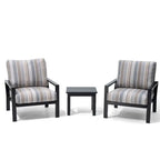 Outdoor 3-piece Cushioned Aluminum Patio Furniture Conversation Set, Sunbrella Cushions, Aluminum Side Table
