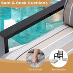 Outdoor 3-piece Cushioned Aluminum Patio Furniture Conversation Set, Sunbrella Cushions, Aluminum Side Table