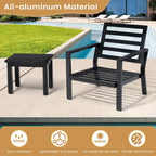 Outdoor 3-piece Cushioned Aluminum Patio Furniture Conversation Set, Sunbrella Cushions, Aluminum Side Table