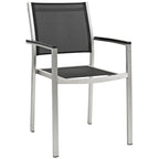 Silver Aluminum Outdoor Dining Set - 6 Seater