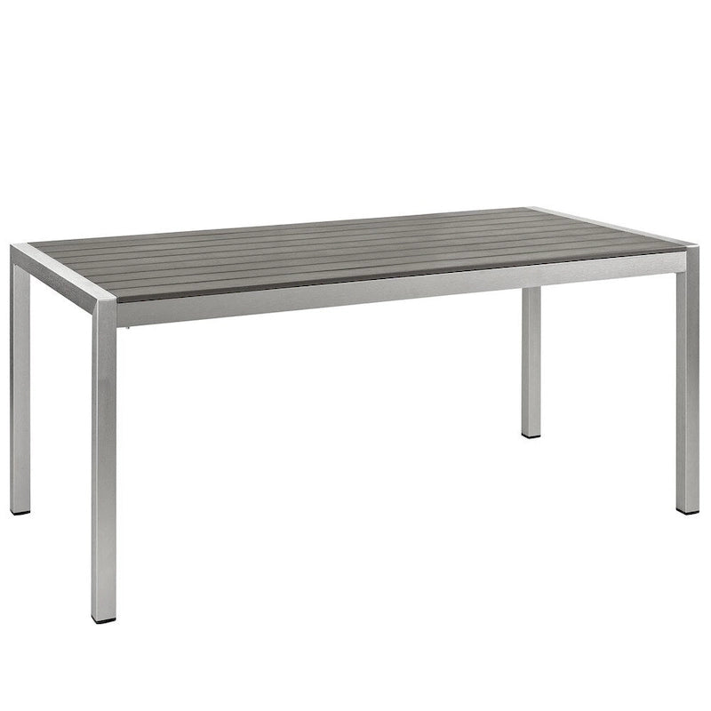 Silver Aluminum Outdoor Dining Set - 6 Seater